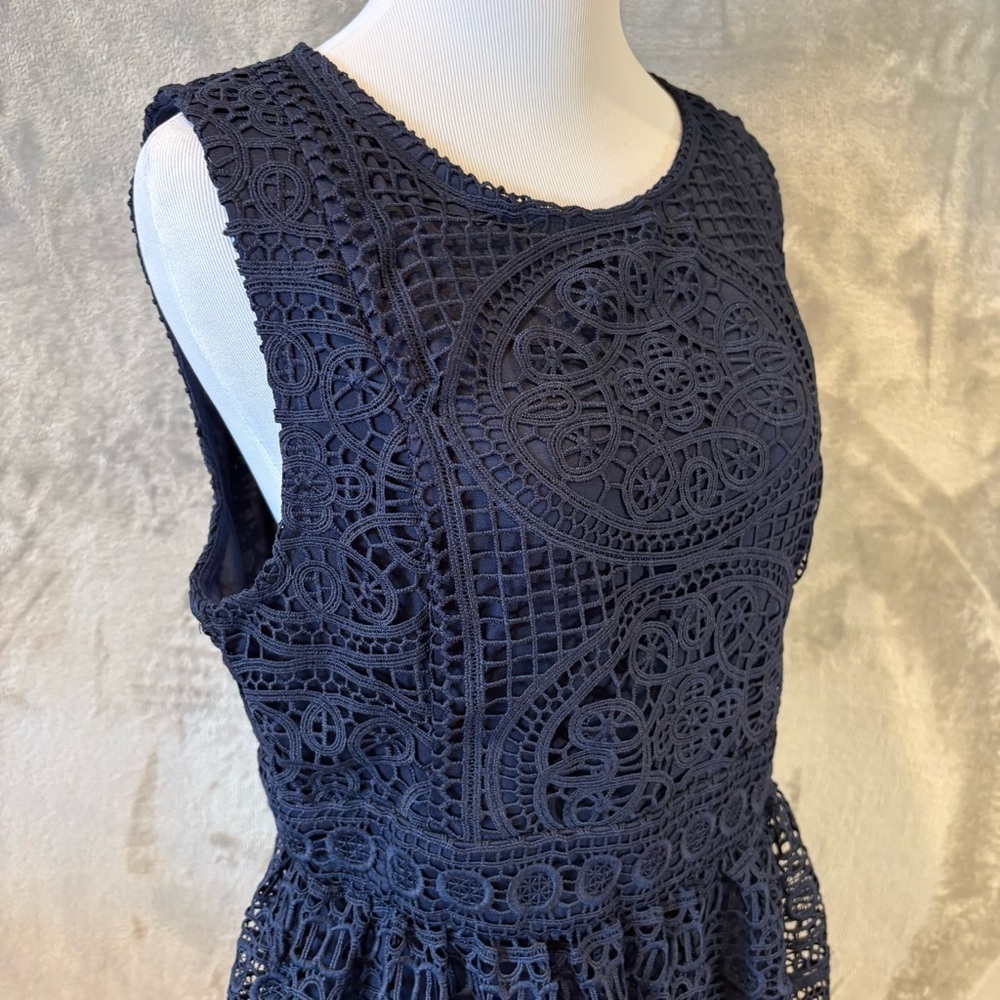Miami Lace Boho Bohemian Sleeveless Midnight Blue Dress Sz L - Picture 4 of 12
